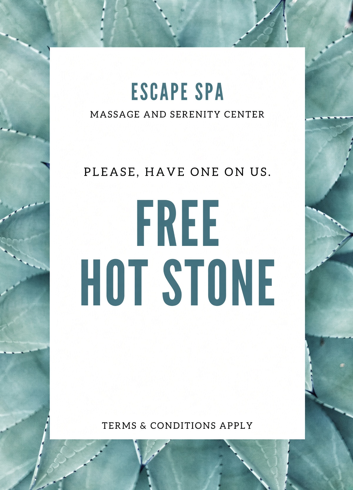 Escape Spa digital coupon: free hot stone.